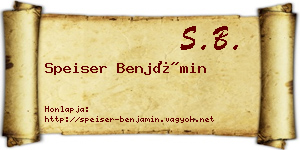 Speiser Benjámin névjegykártya