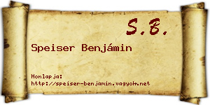 Speiser Benjámin névjegykártya